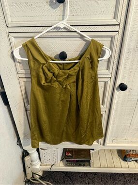 LOFT Olive Bow-Front Sleeveless Blouse